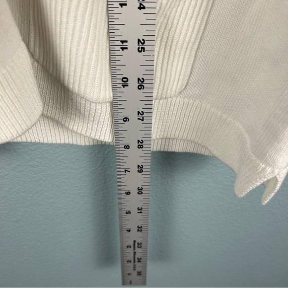 J. Jill Women's Size L White Button Up Cardigan Sweater Pockets 3/4 Sleeve - Picture 7 of 7